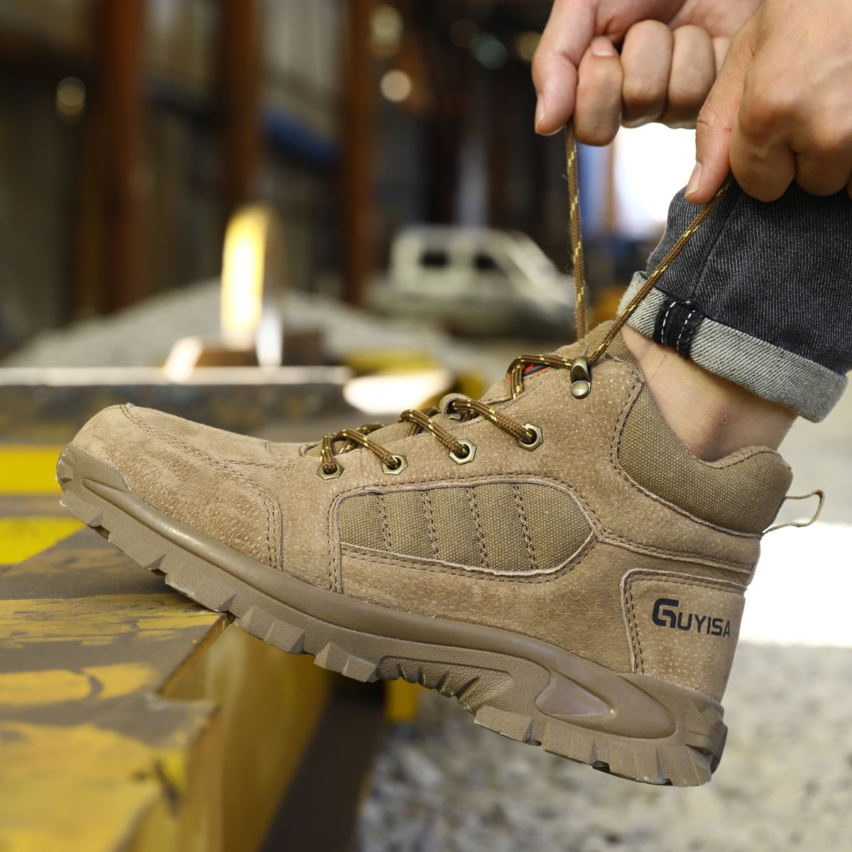 GUYISA Heavy Duty Steel Toe Safety Shoes - Smash and Puncture Resistant