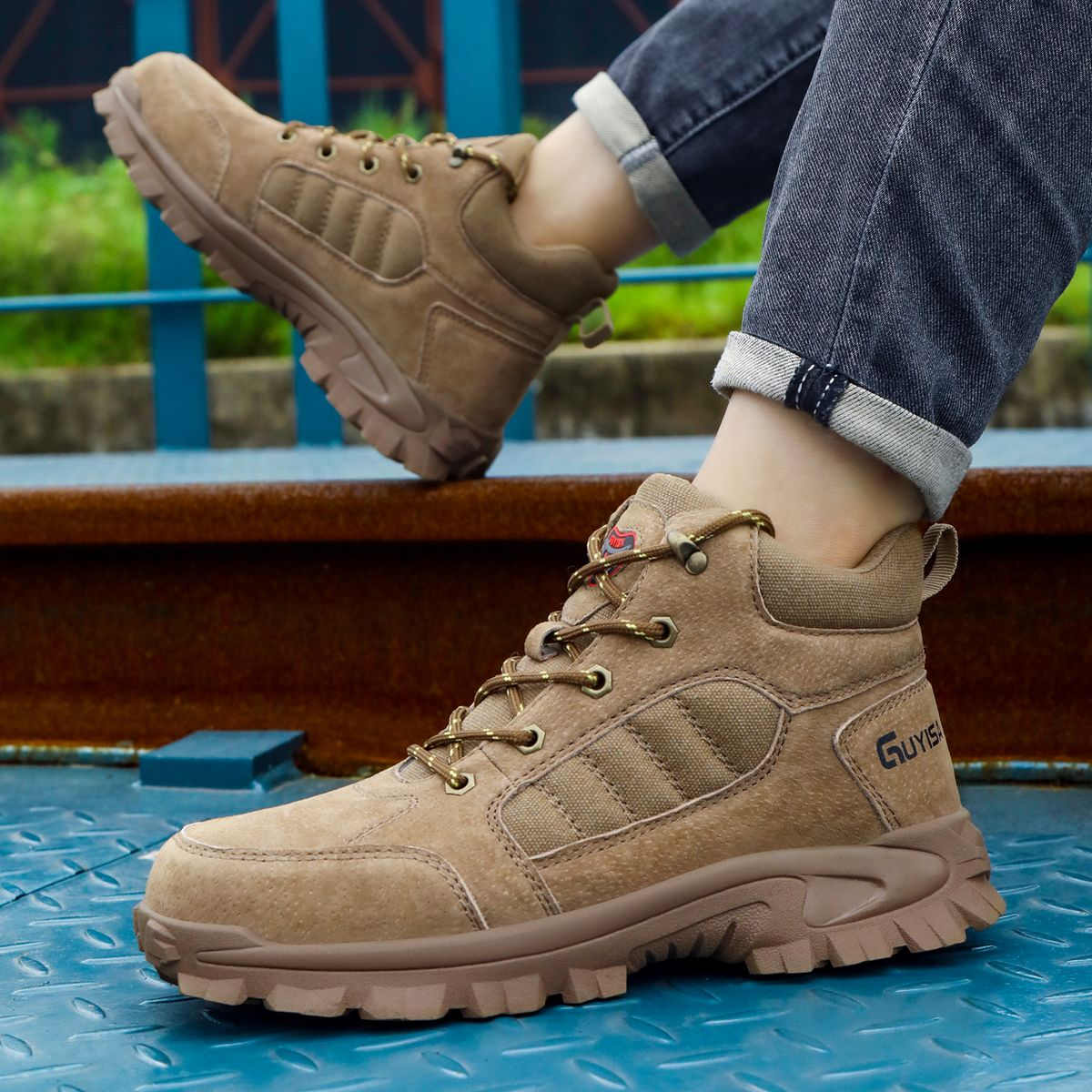 GUYISA Heavy Duty Steel Toe Safety Shoes - Smash and Puncture Resistant