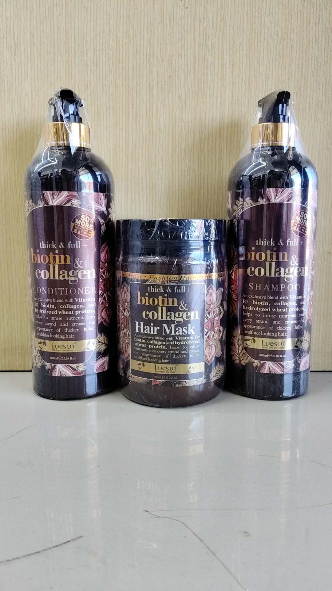 Biotin Collagen Shampoo Set, 3 Bottles