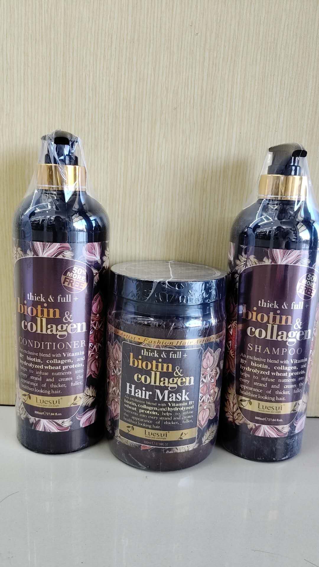 Biotin Collagen Shampoo Set, 3 Bottles