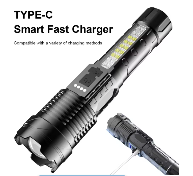 Light Yellow Light Telescopic Zoom Strong Light Flashlight