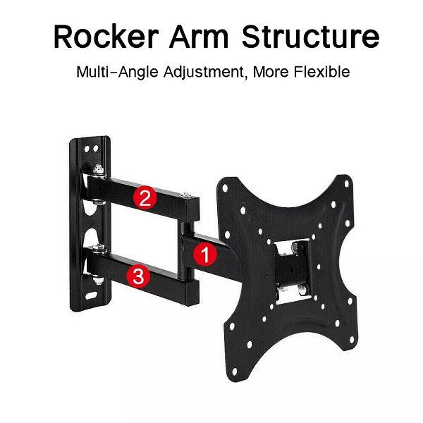 TOXIYA Tilt LCD LED TV Wall Mount Bracket, can tilt up and down 15 degrees, swivel 90 degrees, easy to install allows you to perfectly position the screen according to your application needs