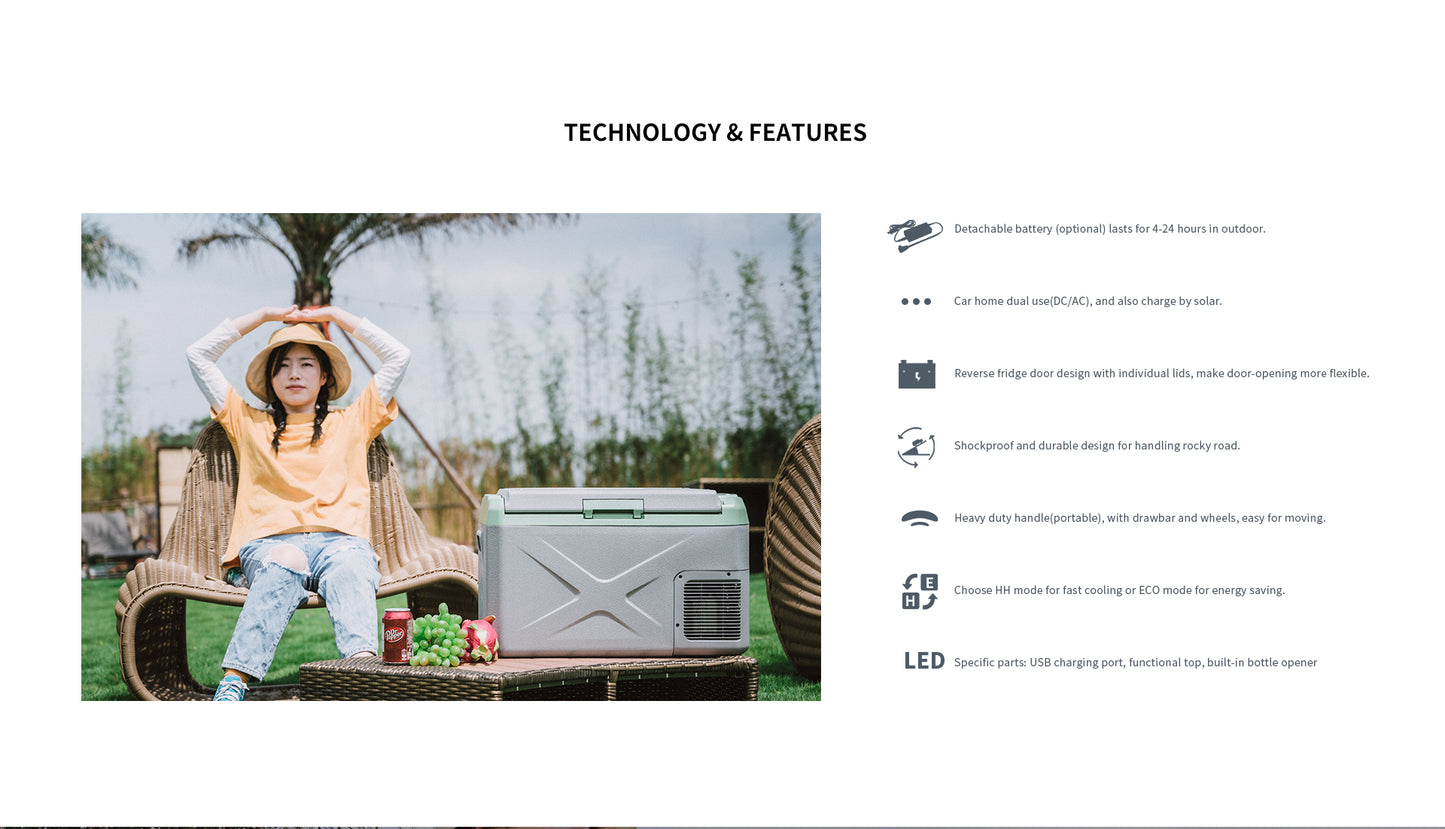 Alpicool Portable Fridge 12 Volt Car Refrigerator 30L/40L/50L Freezer for Fishing, Camping, RV, Truck, Boat-12/24V DC