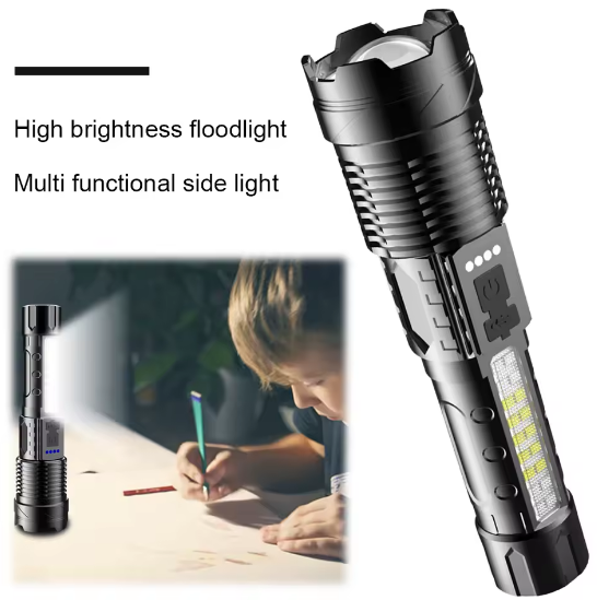 Light Yellow Light Telescopic Zoom Strong Light Flashlight