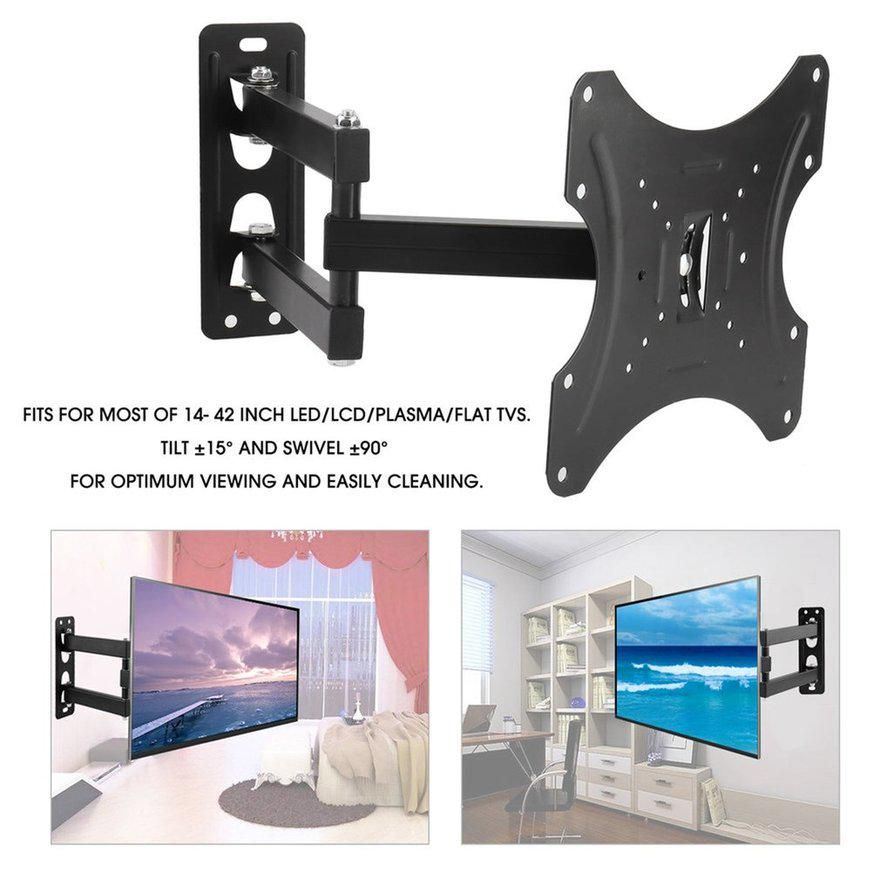 TOXIYA Tilt LCD LED TV Wall Mount Bracket, can tilt up and down 15 degrees, swivel 90 degrees, easy to install allows you to perfectly position the screen according to your application needs