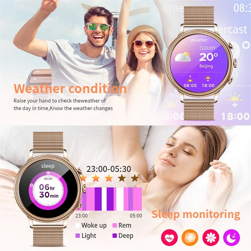 TOXIYA Dual Belt Luxury Smart Watches for Women Bluetooth Call Connected Phone Woman Watch Health Monitor Sports Smartwatch
