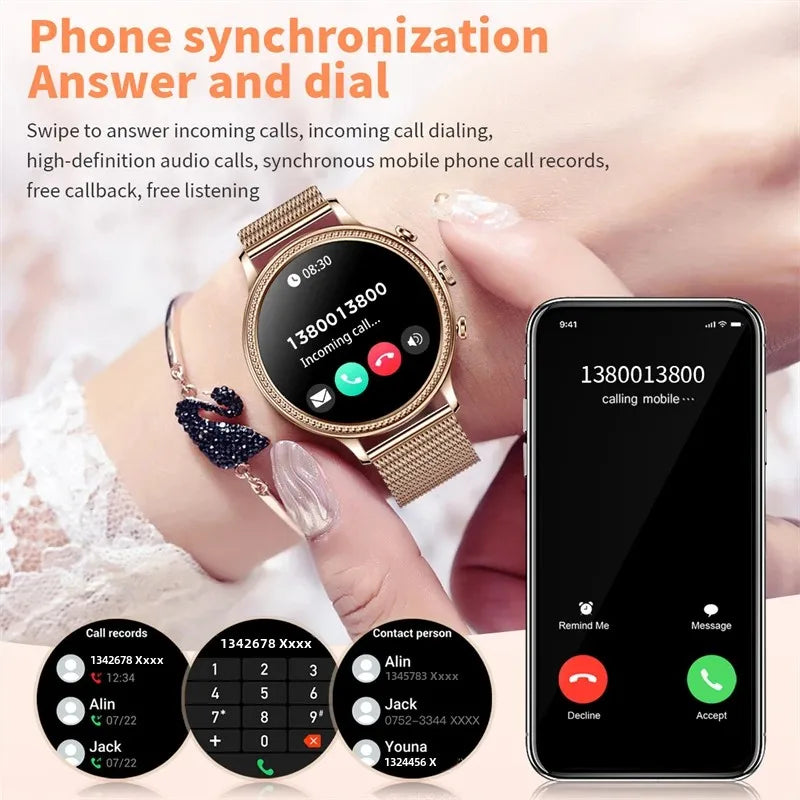 TOXIYA Dual Belt Luxury Smart Watches for Women Bluetooth Call Connected Phone Woman Watch Health Monitor Sports Smartwatch