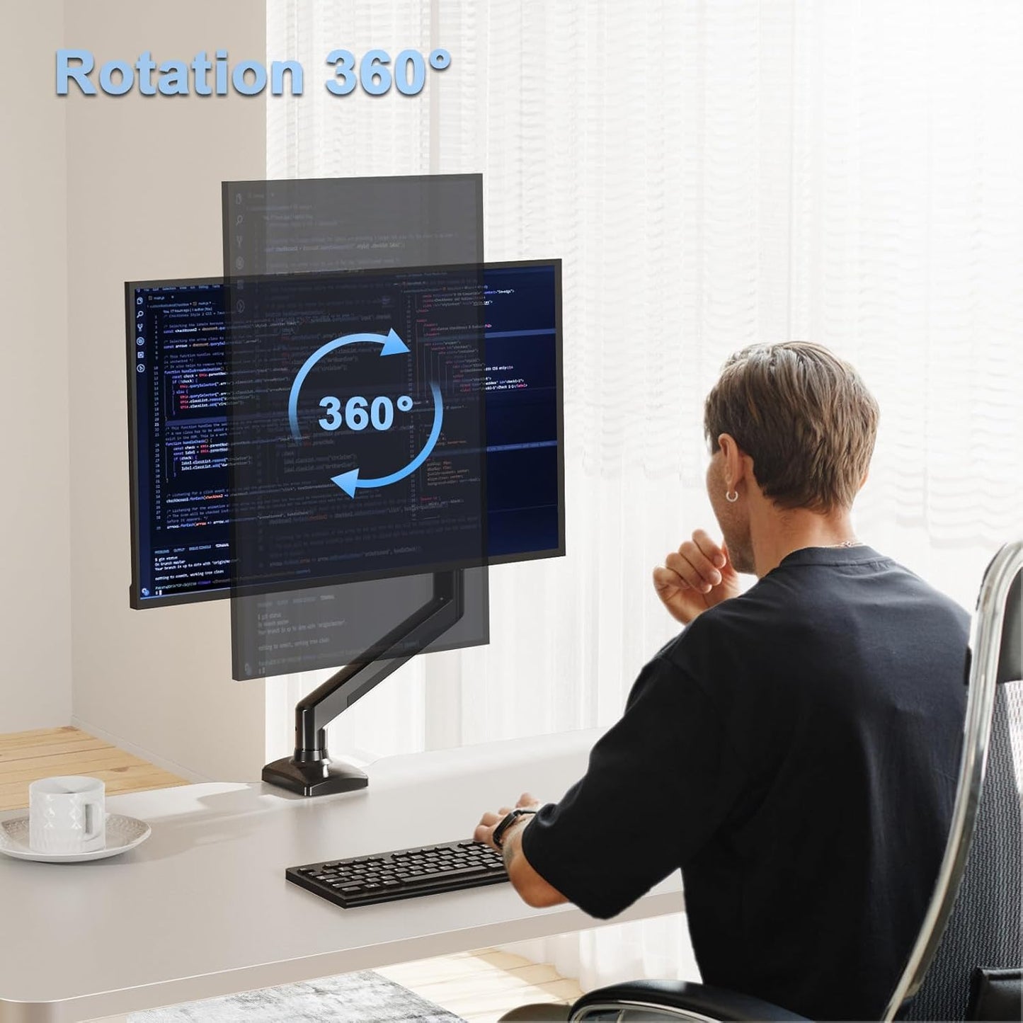 TOXIYA Monitor Stand, Adjustable Dual Monitor Desk Mount for 13-32 Inch Screens, Full Motion VESA Mount with C Clamp, Grommet Base, Tilt, Swivel, Rotation
