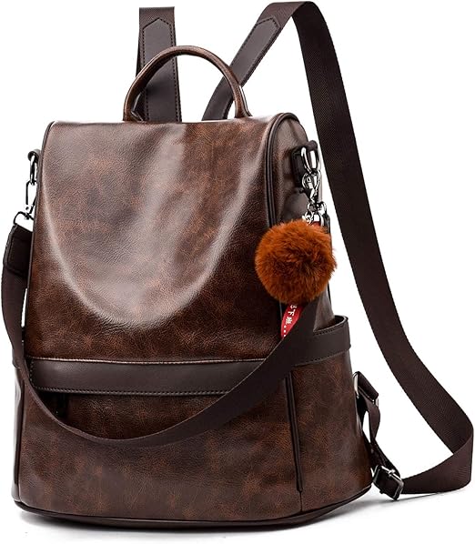 Anti-Theft Backpack Shoulder Bag for Women Spacious Waterproof PU Leather-M