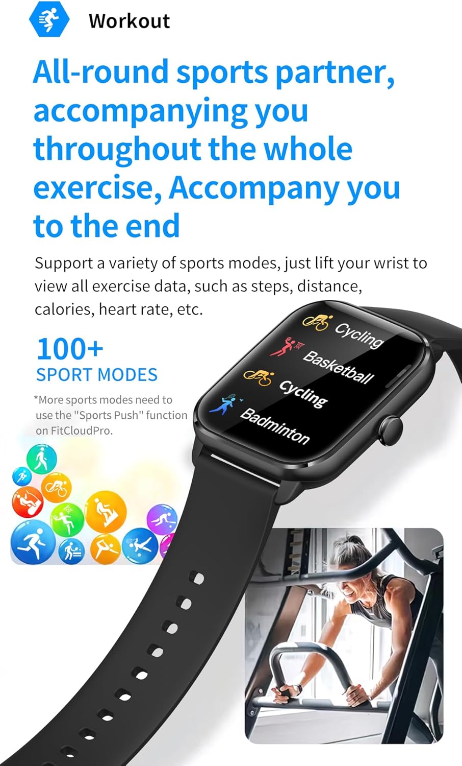 TOXIYA Smart Watch (Answer/Make Calls)1.85 Inch for Men Women 110+ Sport Modes Fitness Watch with Sleep Heart Rate Monitor, Pedometer IP67 Waterproof Activity Trackers for iOS Android