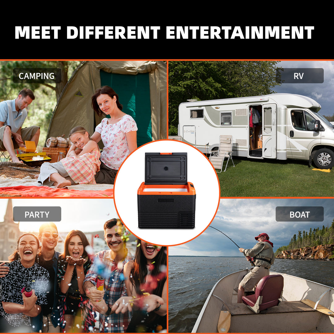 Alpicool Portable Car Freezer, 12 Volt Refrigerator,30L/ 40L/50L Fast Cooling 12V Car Fridge, Car Cooler for RV, Truck, Camping, Outdoor -12/24V DC and 100-240V AC (Black & Orange)
