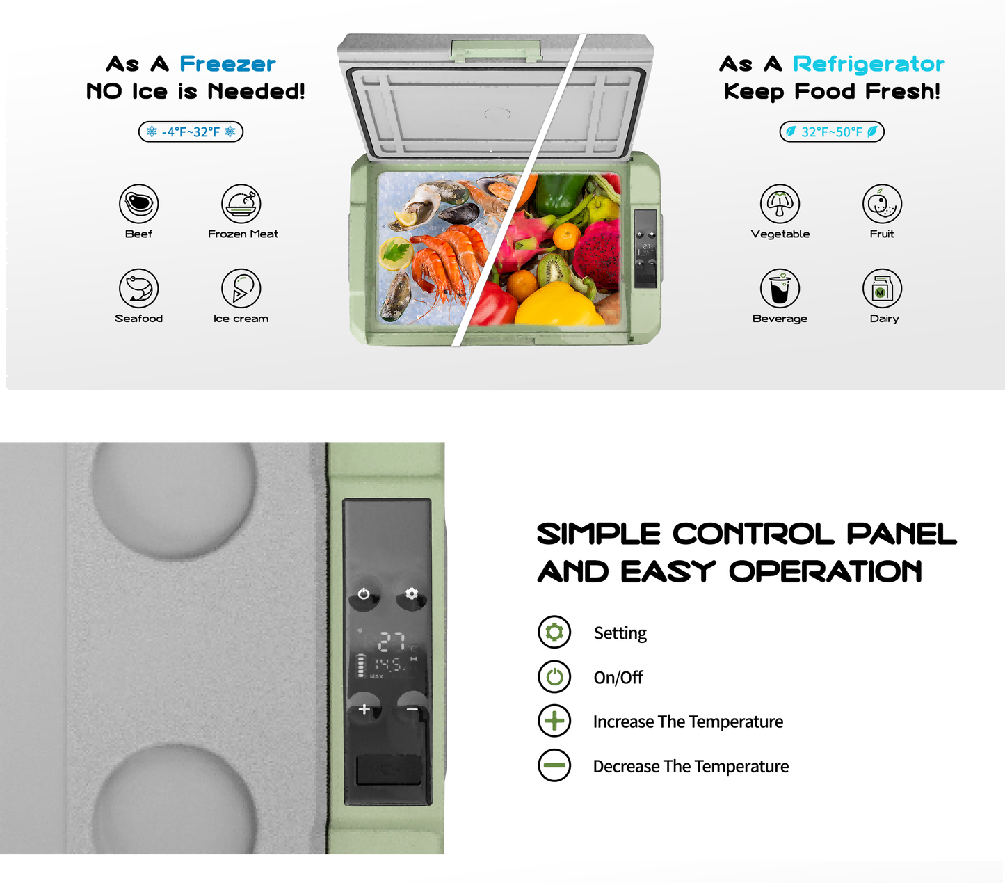 Alpicool Portable Fridge 12 Volt Car Refrigerator 30L/40L/50L Freezer for Fishing, Camping, RV, Truck, Boat-12/24V DC