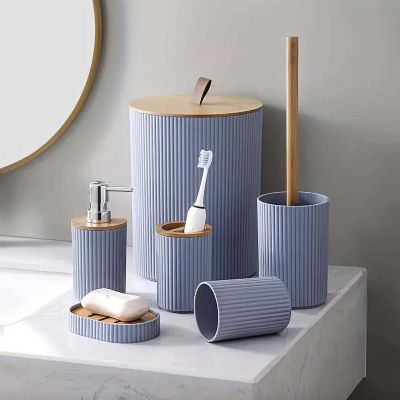 BathEssentials 6-Piece Elegant Bathroom Accessory Set