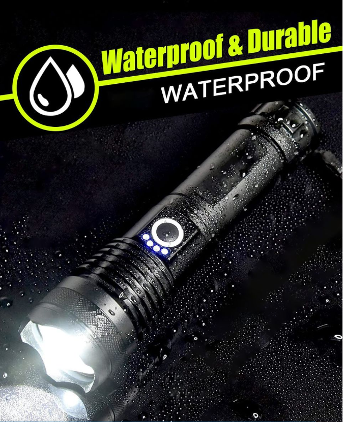 LED Flashlight Rechargeable Tactical Waterproof Aluminum Torch- 5Light Mode