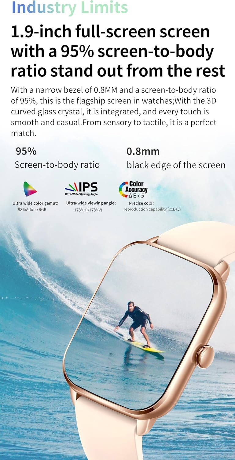 TOXIYA Smart Watch (Answer/Make Calls)1.85 Inch for Men Women 110+ Sport Modes Fitness Watch with Sleep Heart Rate Monitor, Pedometer IP67 Waterproof Activity Trackers for iOS Android
