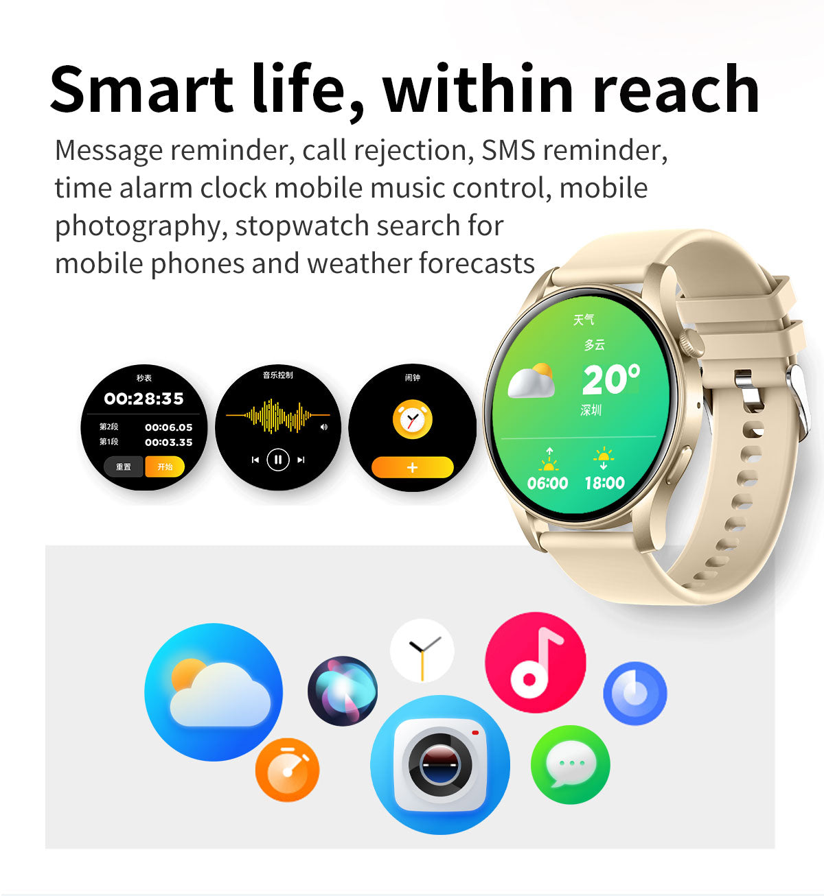 TOXIYA Smart Watch Android/iPhone Fitness AI Assistant Sport Tracker 100+ Sport Modes Fitness Tracker