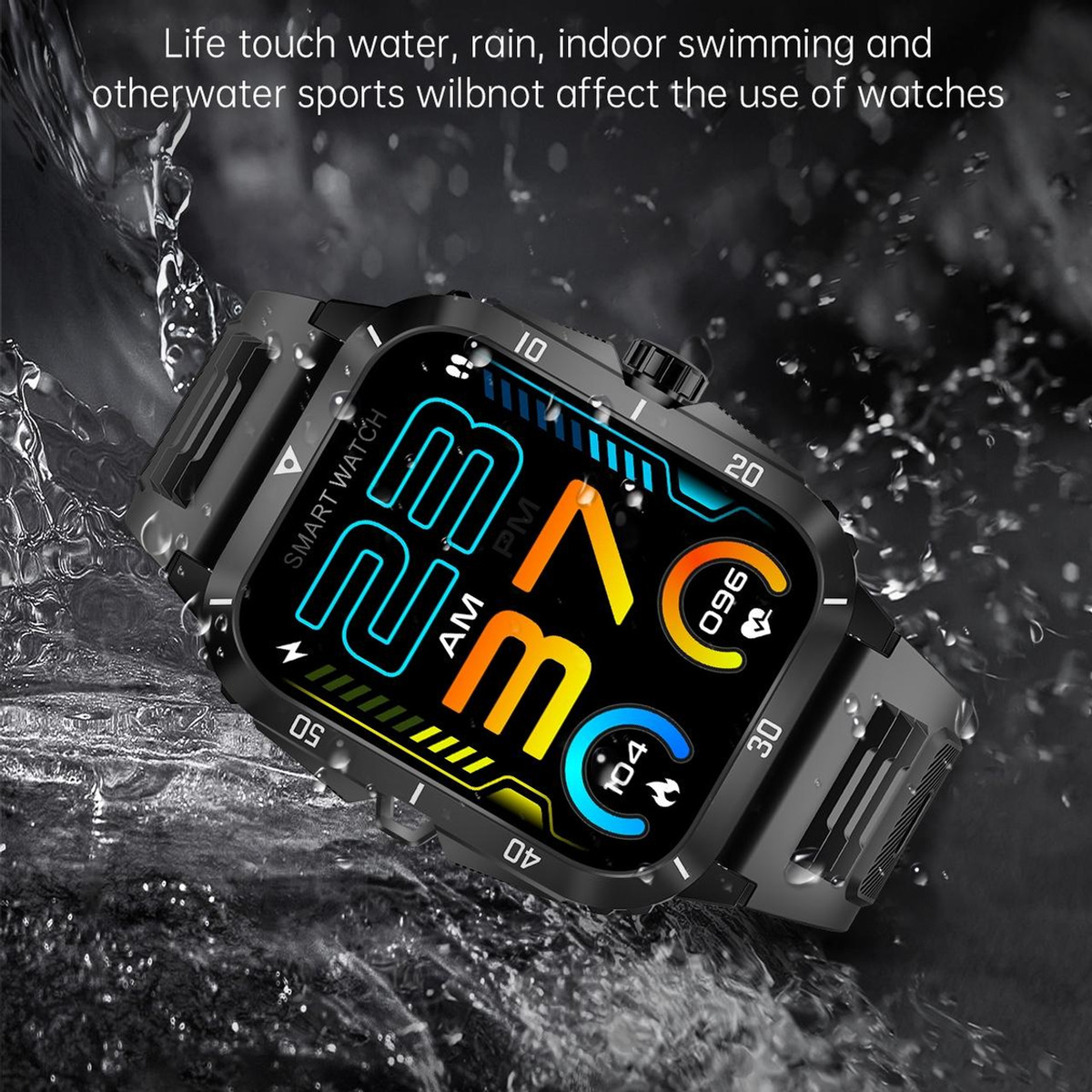 TOXIYA Waterproof Smart Watch With A Crystal-Clear HD Square Screen