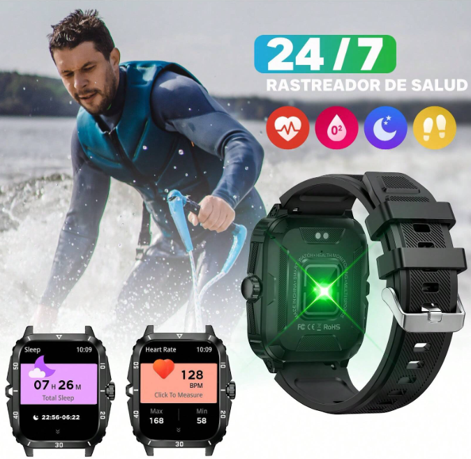 TOXIYA Waterproof Smart Watch With A Crystal-Clear HD Square Screen