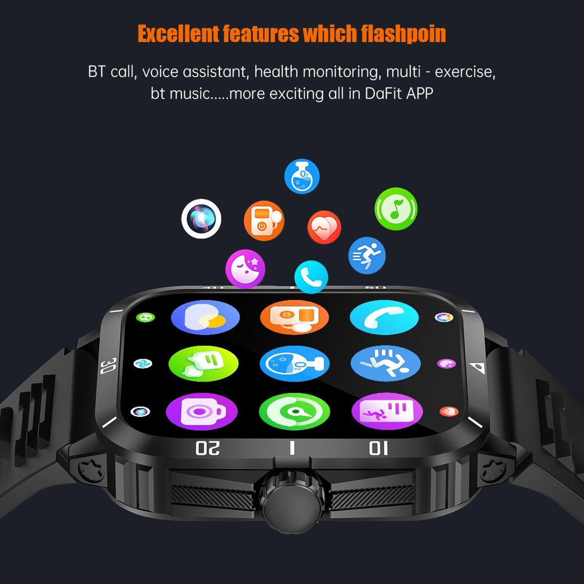 TOXIYA Waterproof Smart Watch With A Crystal-Clear HD Square Screen