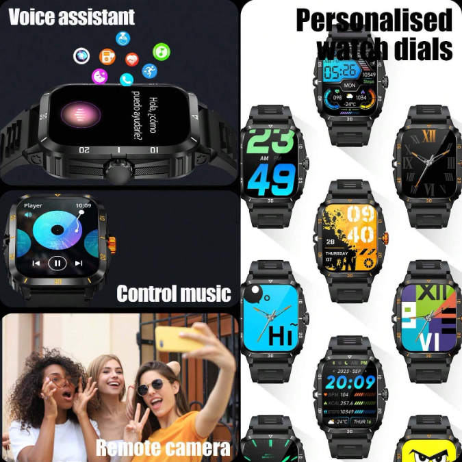 TOXIYA Waterproof Smart Watch With A Crystal-Clear HD Square Screen