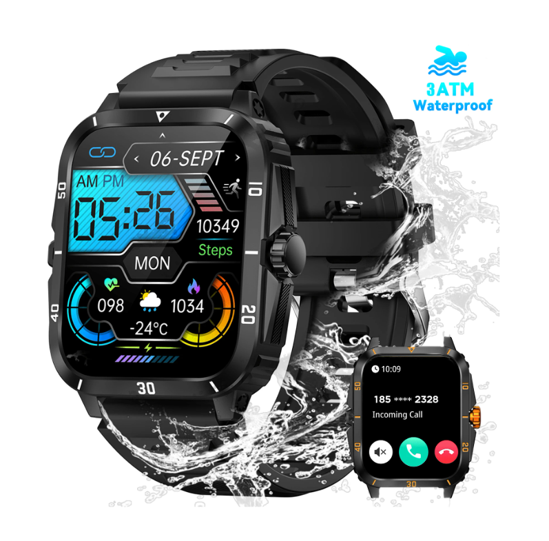TOXIYA Waterproof Smart Watch With A Crystal-Clear HD Square Screen