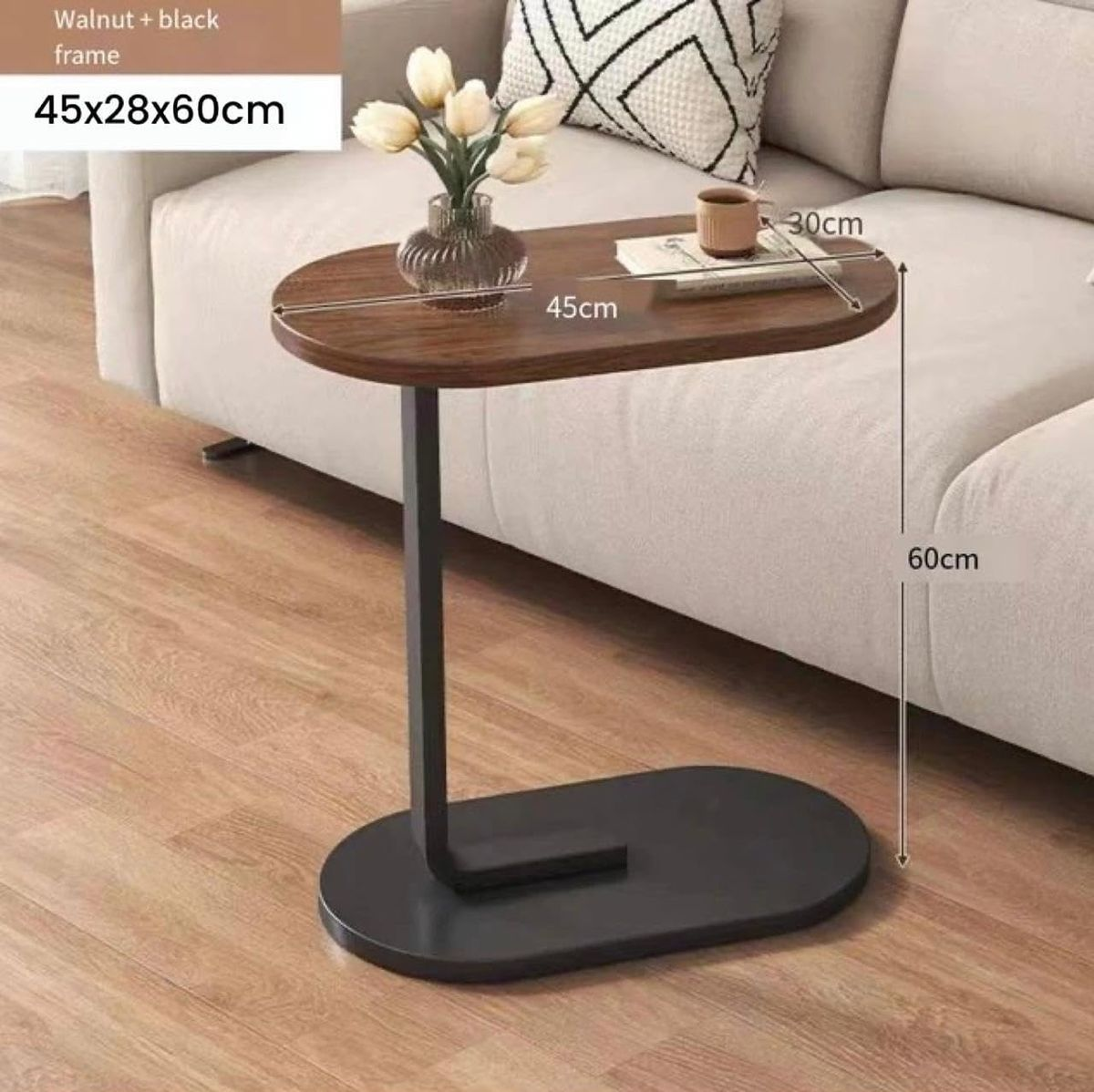 TOXIYA C-Shaped Movable End Table Bedside Table Asthetic Coffee Table -45CM