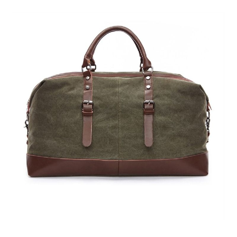 Oversized Leather Canvas Duffel Shoulder Overnight Bag - Various colors available