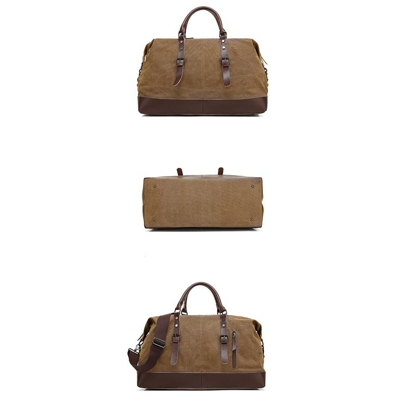 Oversized Leather Canvas Duffel Shoulder Overnight Bag - Various colors available