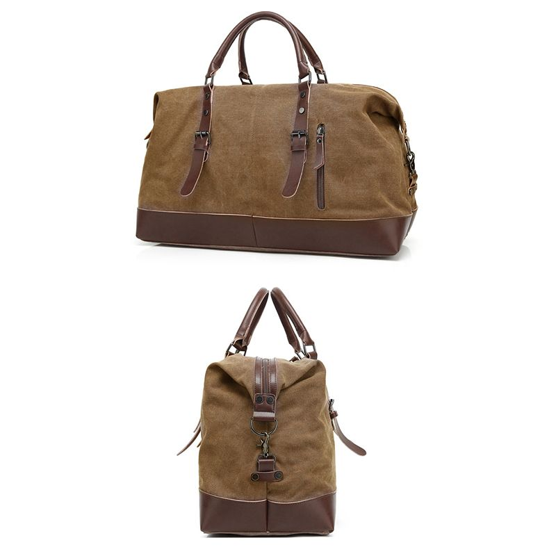 Oversized Leather Canvas Duffel Shoulder Overnight Bag - Various colors available