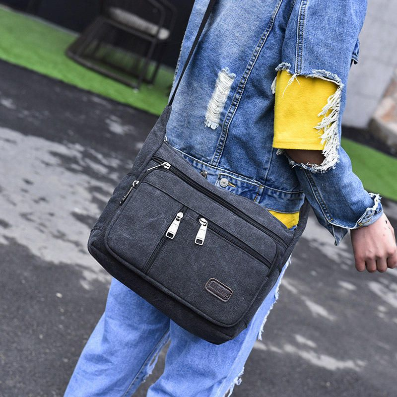 High Capacity Retro Canvas Shoulder Bag Crossbody Handbag for Men - 31cm - Various colors available