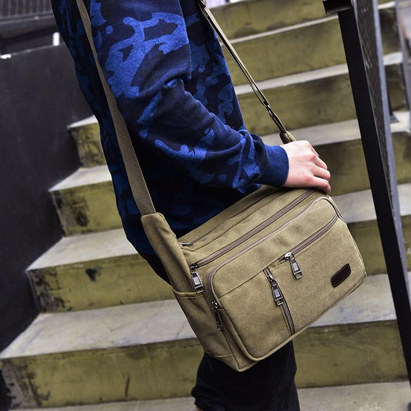 High Capacity Retro Canvas Shoulder Bag Crossbody Handbag for Men - 31cm - Various colors available