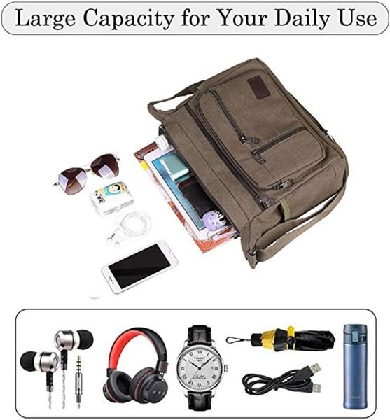 High Capacity Retro Canvas Shoulder Bag Crossbody Handbag for Men - 31cm - Various colors available