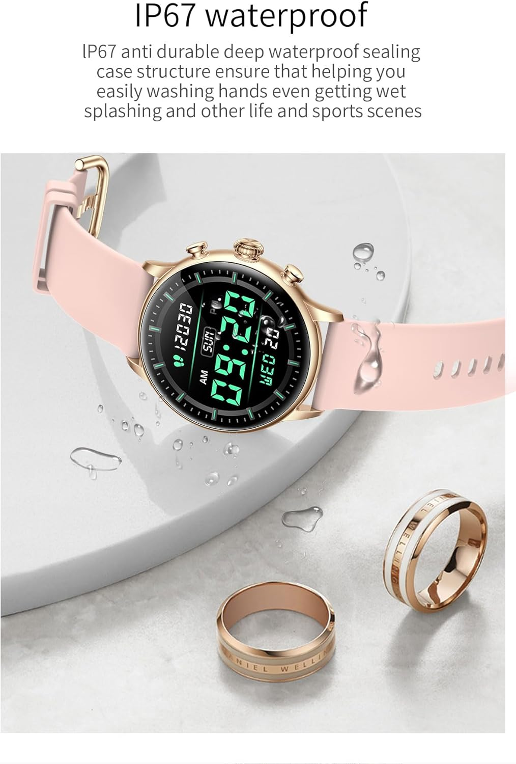 TOXIYA - Bluetooth Smart Watch AMOLED 1.43" Touch Scree - Interchangeable strap (leather/iron)