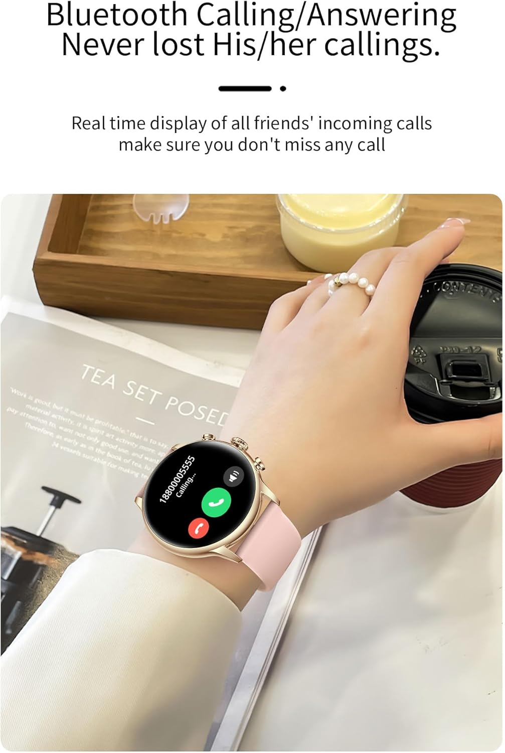 TOXIYA - Bluetooth Smart Watch AMOLED 1.43" Touch Scree - Interchangeable strap (leather/iron)