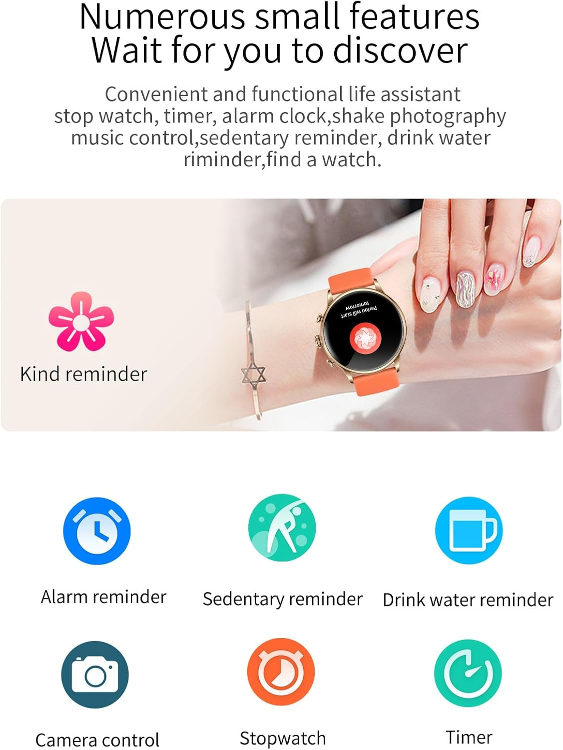 TOXIYA - Bluetooth Smart Watch AMOLED 1.43" Touch Scree - Interchangeable strap (leather/iron)