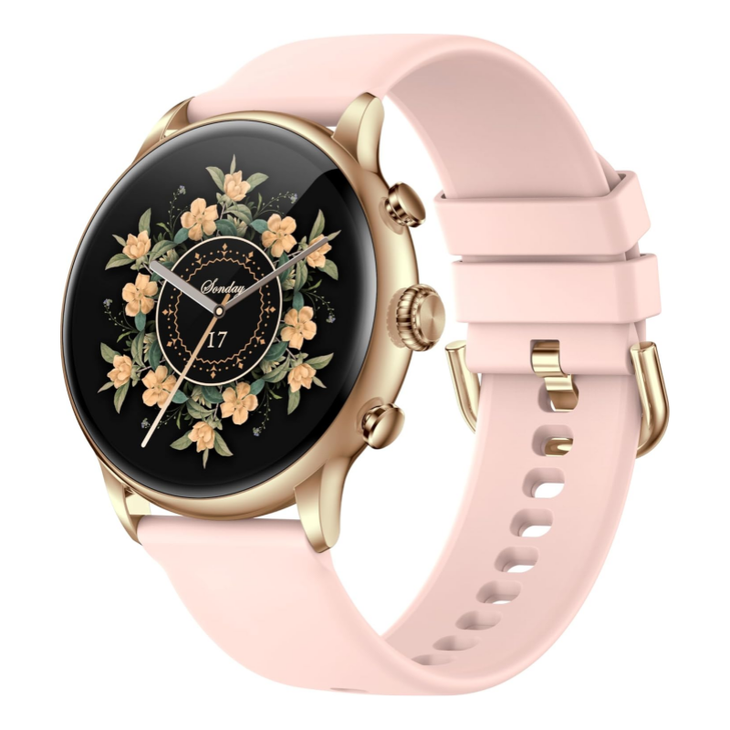 TOXIYA - Bluetooth Smart Watch AMOLED 1.43" Touch Scree - Interchangeable strap (leather/iron)