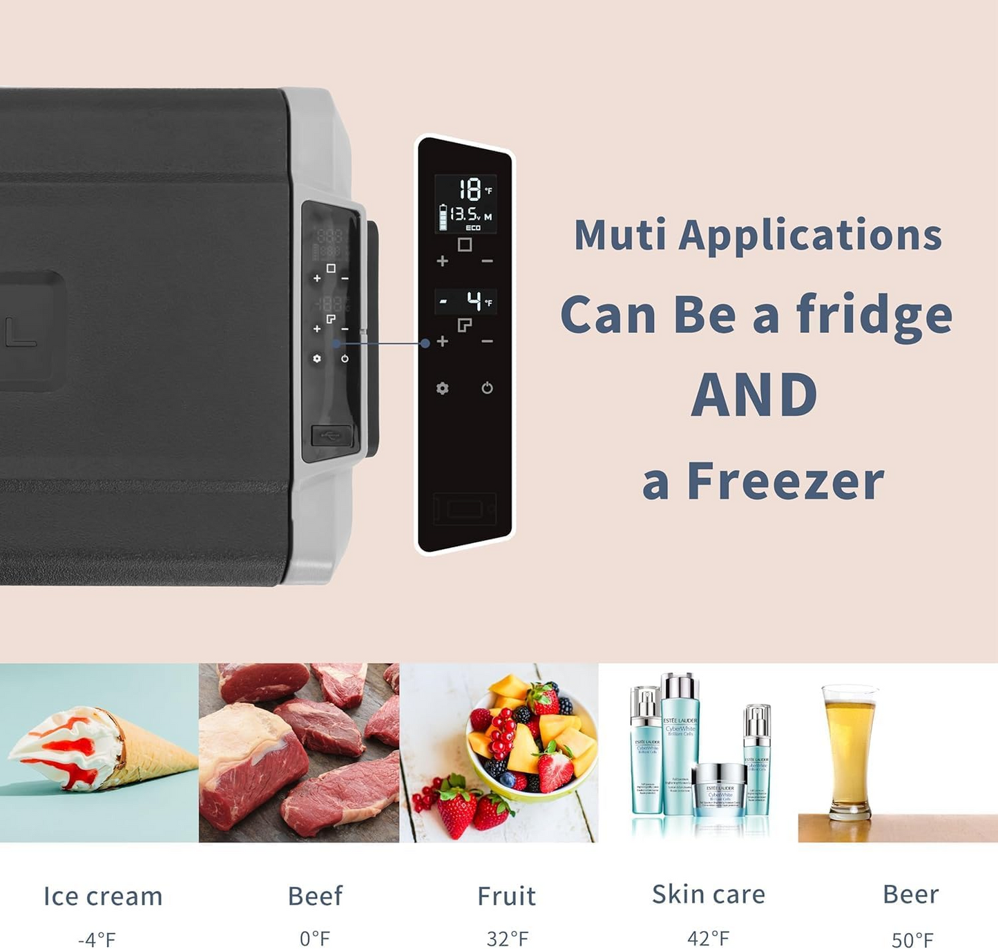 Alpicool 50L AND 36L Dual Temperature Control 12 Volt Refrigerator Fast Cooling 12V Car Fridge Freezer -4℉~68℉, Car Cooler, 12/24V DC and 100-240V AC for Outdoor, Camping, RV,Truck