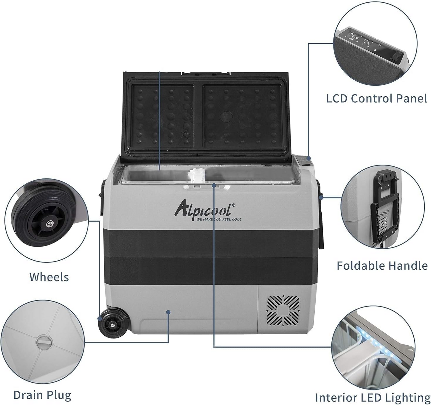 Alpicool 50L AND 36L Dual Temperature Control 12 Volt Refrigerator Fast Cooling 12V Car Fridge Freezer -4℉~68℉, Car Cooler, 12/24V DC and 100-240V AC for Outdoor, Camping, RV,Truck