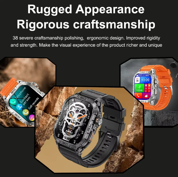 TOXIYA Rugged Military Smartwatch Android/iPhone Fitness Tracker
