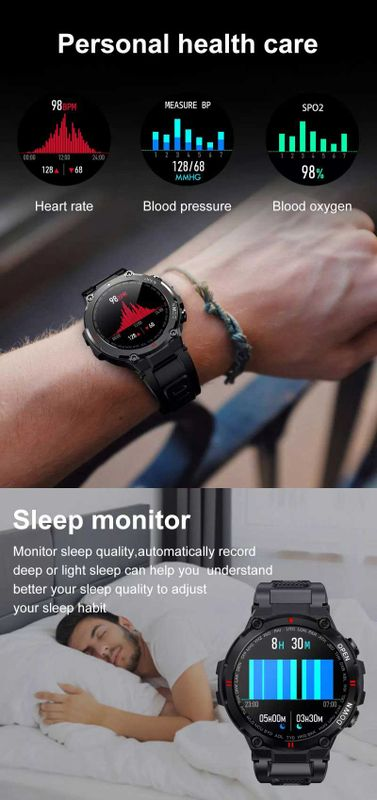 TOXIYA - K22 Mens Military Style Outdoor Smart watch