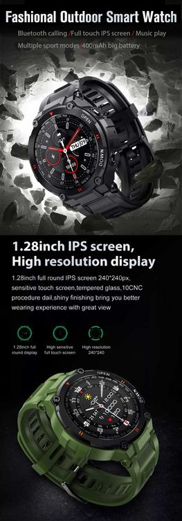 TOXIYA - K22 Mens Military Style Outdoor Smart watch