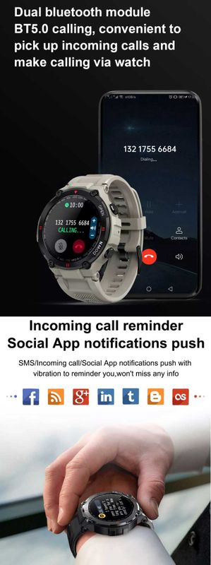 TOXIYA - K22 Mens Military Style Outdoor Smart watch