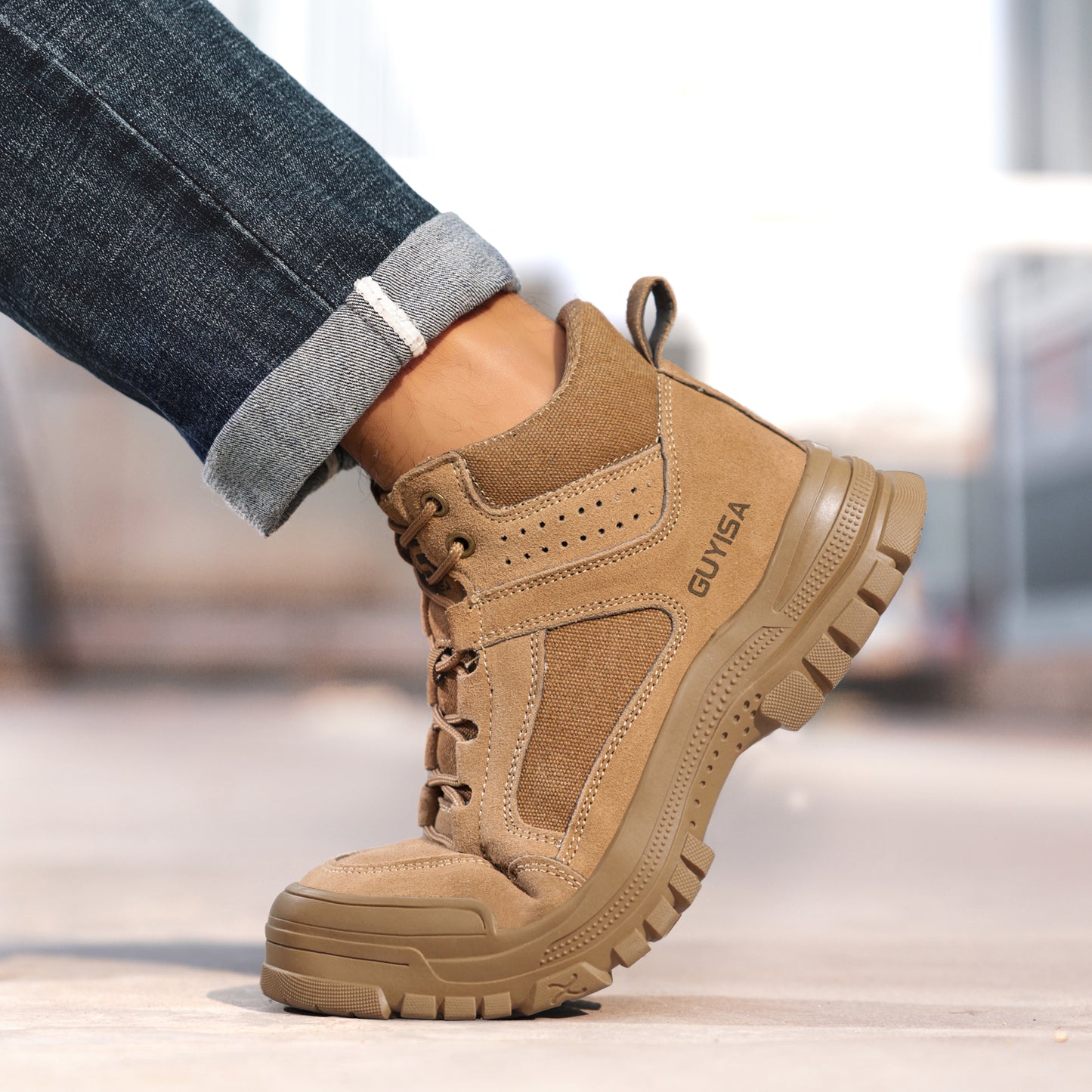 GUYISA Safety Shoes boots Anti-Slip, Anti-Puncture, Durable and Stylish