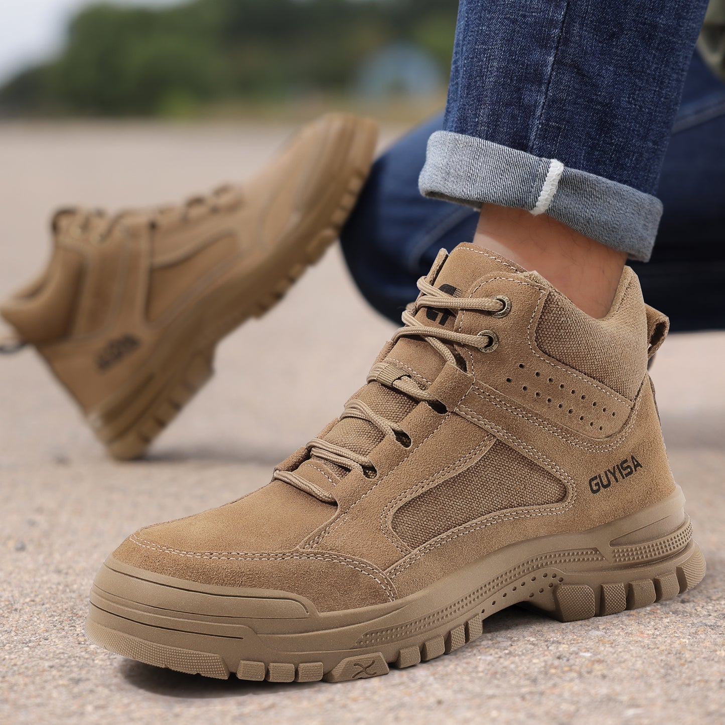 GUYISA Safety Shoes boots Anti-Slip, Anti-Puncture, Durable and Stylish