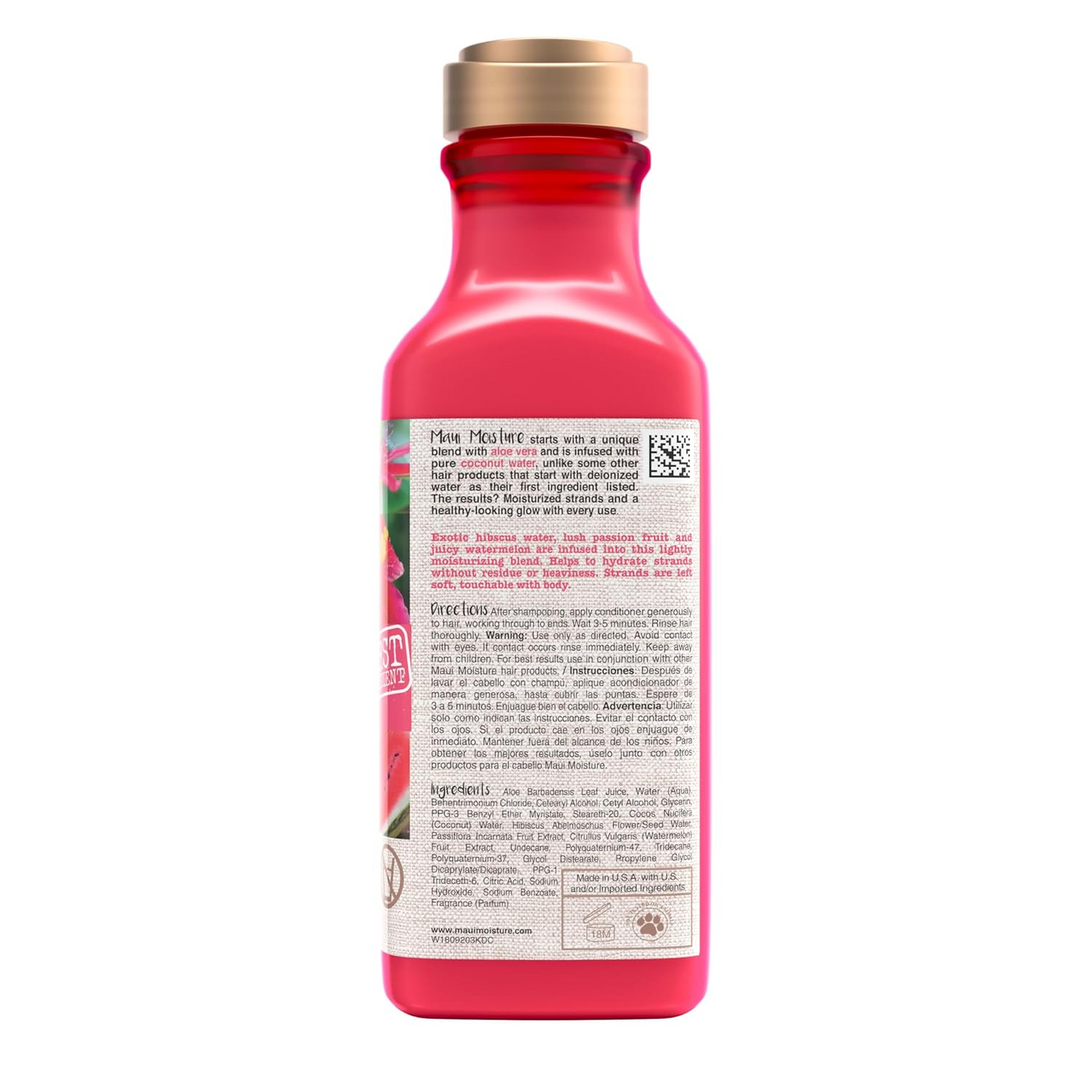 Lightly Hydrating Hibiscus Moisturising Conditioner, Nourishing Aloe Vera Conditioner, Smooth, Nourished Hair, Vegan & Silicone-Free, 385 ml