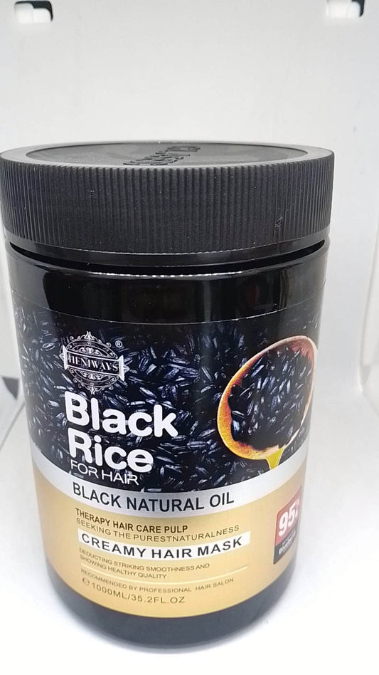 Black Rice Hair Mask Deep Moisturizing, Intense Repair Treatment, Anti-Hair Loss and Promote Hair Regrowth, 1000ml