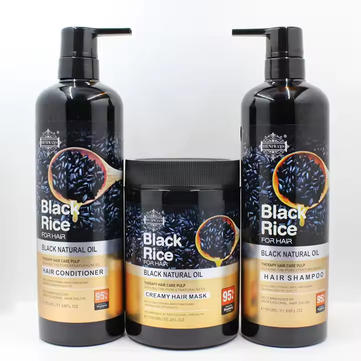 Black rice natural oil nourishes and moisturizes, hair care shampoo set,