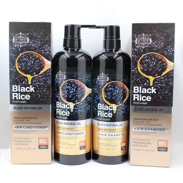 Black rice natural oil nourishes and moisturizes, hair care shampoo set,