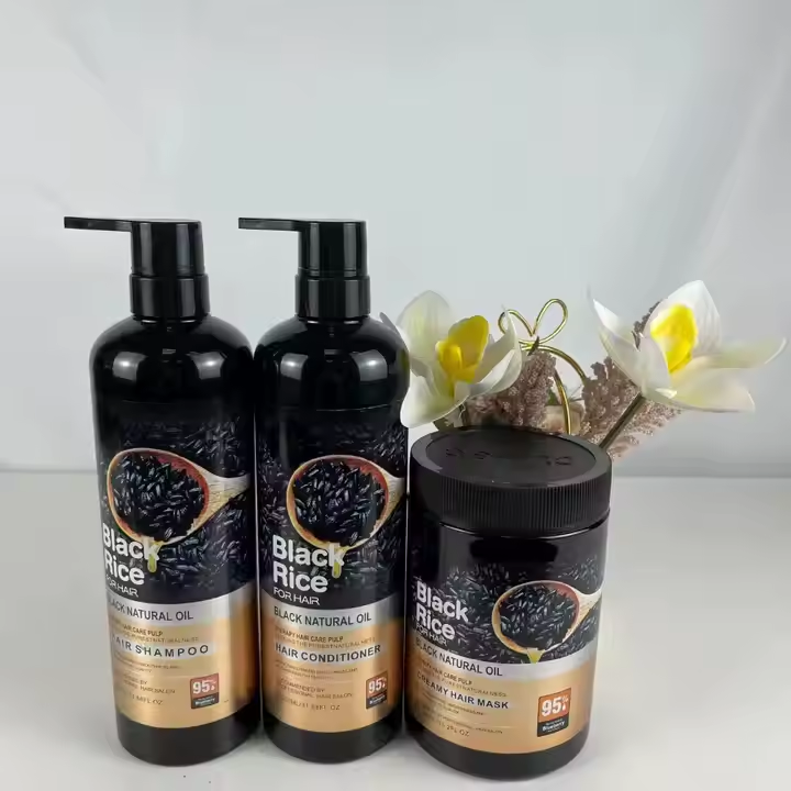 Black rice natural oil nourishes and moisturizes, hair care shampoo set,