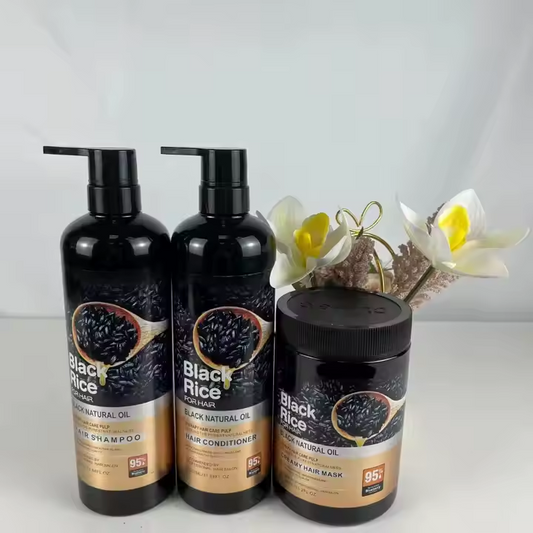 Black rice natural oil nourishes and moisturizes, hair care shampoo set,